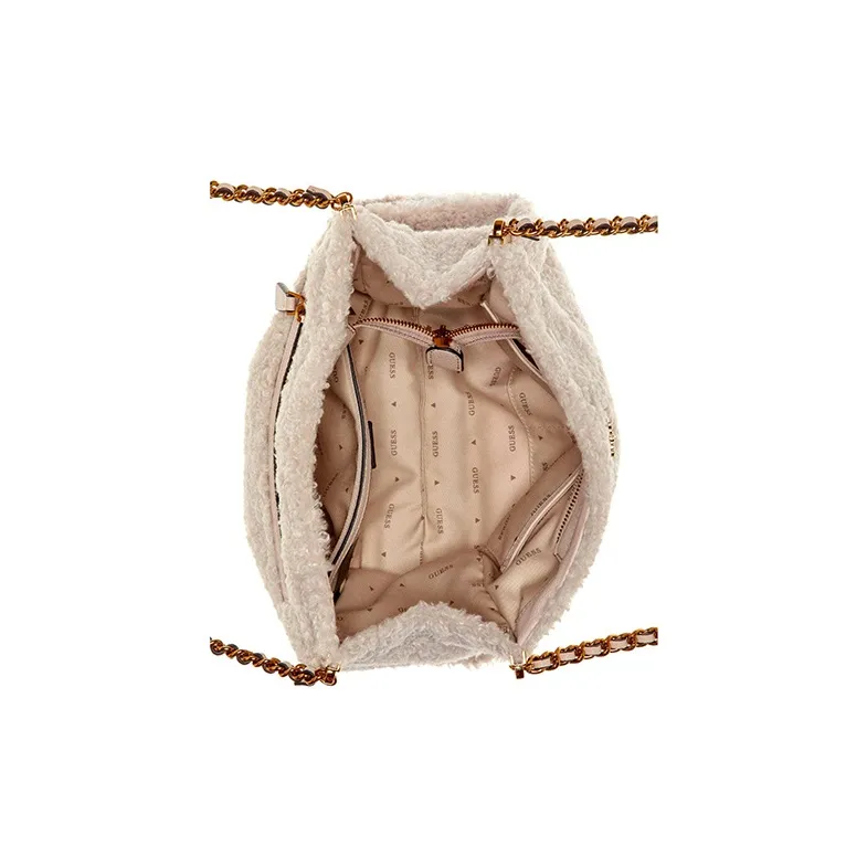 GUESS Faux Fur Crossbody Bag Shoulder Bag Women's Ecru-3