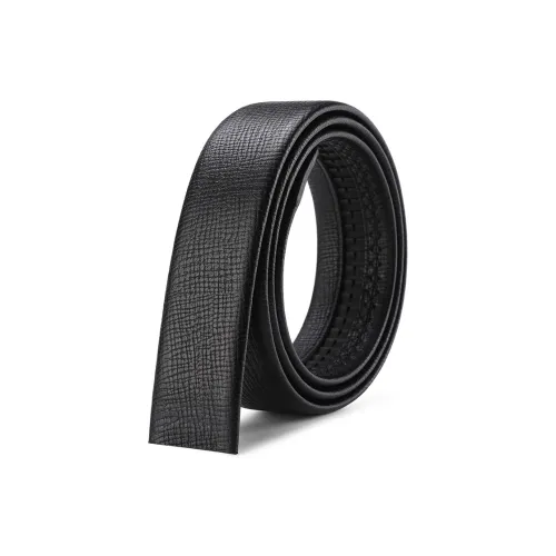BISON DENIM New Arrival, Minimalist Style Top Grain Cow Leather Automatic Buckle Belt Body Men's Black Width 3.5cm