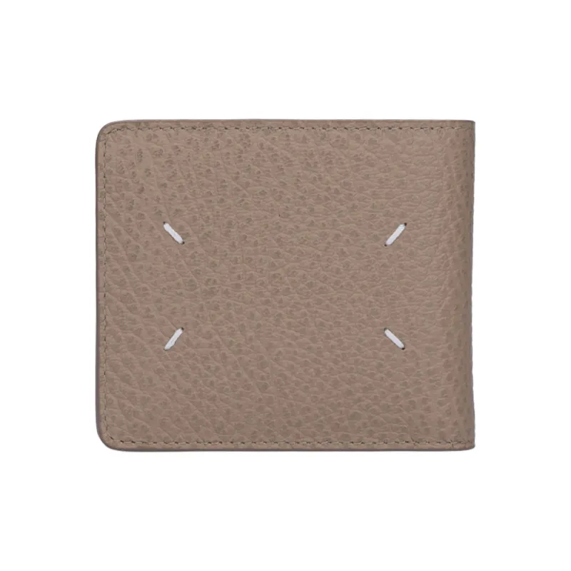 Maison Margiela Grain Cow Leather Card Clip Card Holder Wallets Men's Khaki Gray-0