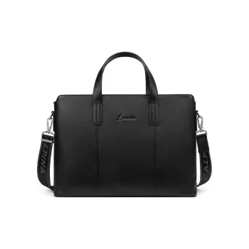 L'ALPINA Top Grain Cow Leather Laptop Bag Handbag Briefcase Large Size Men's Black