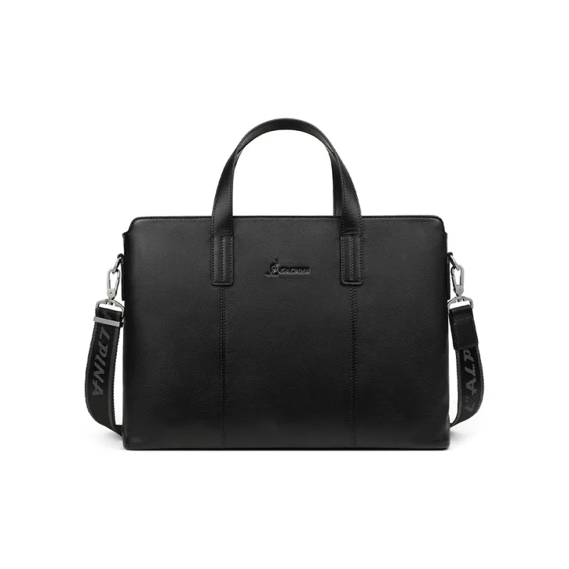 L'ALPINA Top Grain Cow Leather Laptop Bag Handbag Briefcase Large Size Men's Black-0
