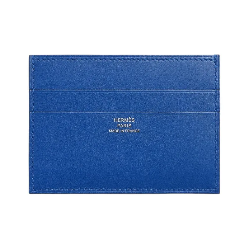 HERMES Evergrain With Tadelakt Calfskin Card Holder Women's Electric Blue/Black-1