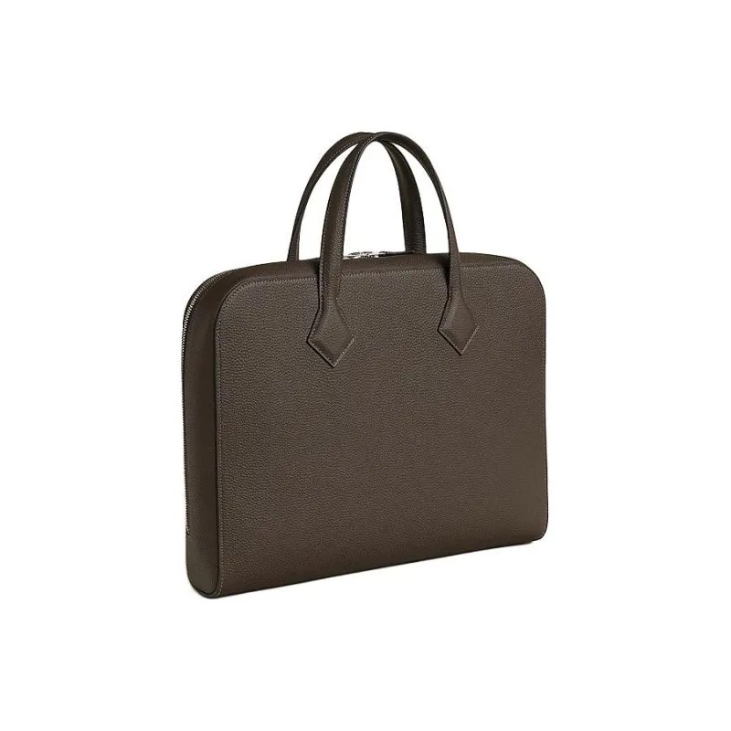 HERMES Victoria Light Togo Calfskin Business Bag Briefcase Handbag Men's 4C Ecorce Bark Color-2