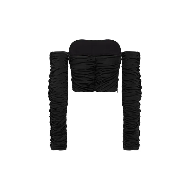 Rotate Slinky Off Shoulder Cropped Top-1