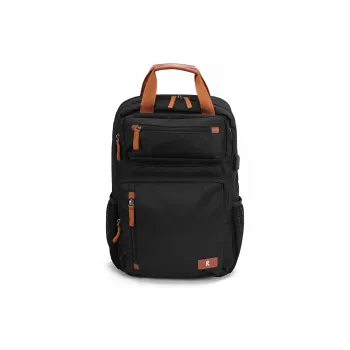 ROBERTA DI CAMERINO Fabric Men's Lightweight 16 Inch Laptop Backpack Large Size Men's Black