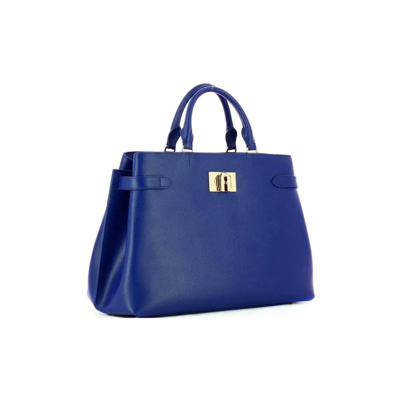 Furla 1927 Collection Genuine Leather Shoulder Bag Crossbody Bag Large Size Unisex Blue-2