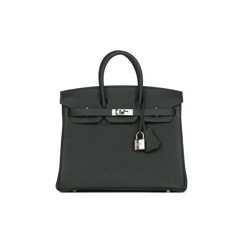 HERMES Birkin Togo Calfskin Birkin Bag Handbag Unisex 67 Vert Fonce Dark Green-0