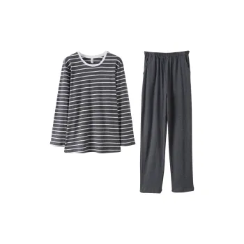WOLFSFUL Pajama Set Men's Gray Stripes