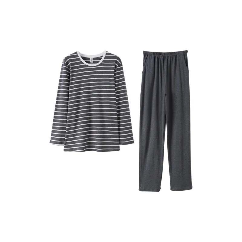 WOLFSFUL Pajama Set Men's Gray Stripes-0