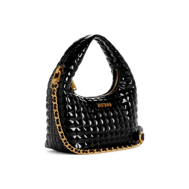 GUESS Artificial Leather Hobo Bag Portable Crossbody Bag Shoulder Bag Women's Black-1