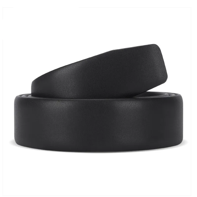 BISON DENIM Wear Resistant Durable Cow Split Leather Automatic Buckle Belt Body Men's Black Width 3.5cm-1