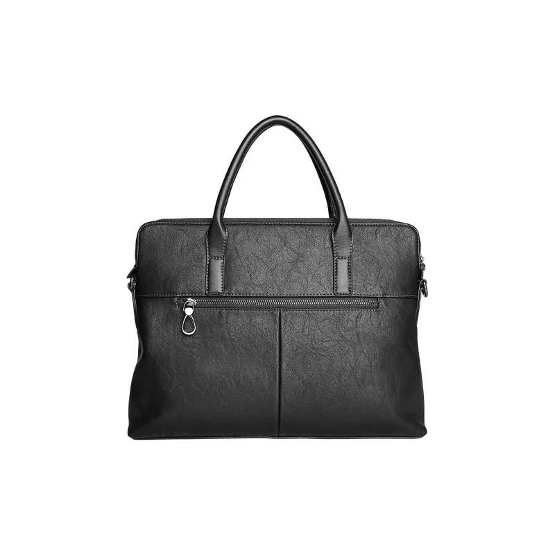 COW Leather Texture, Microfiber Synthetic Leather Portable Briefcase Tubas Men's Black-1