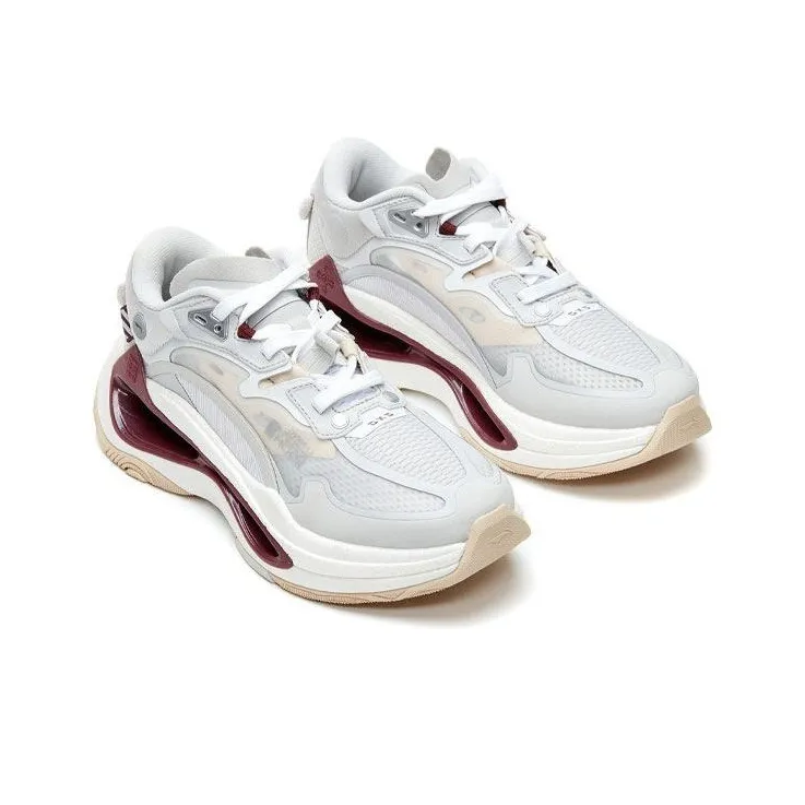 LiNing Running Shoes Women's Low Top White/Gray/Red-2