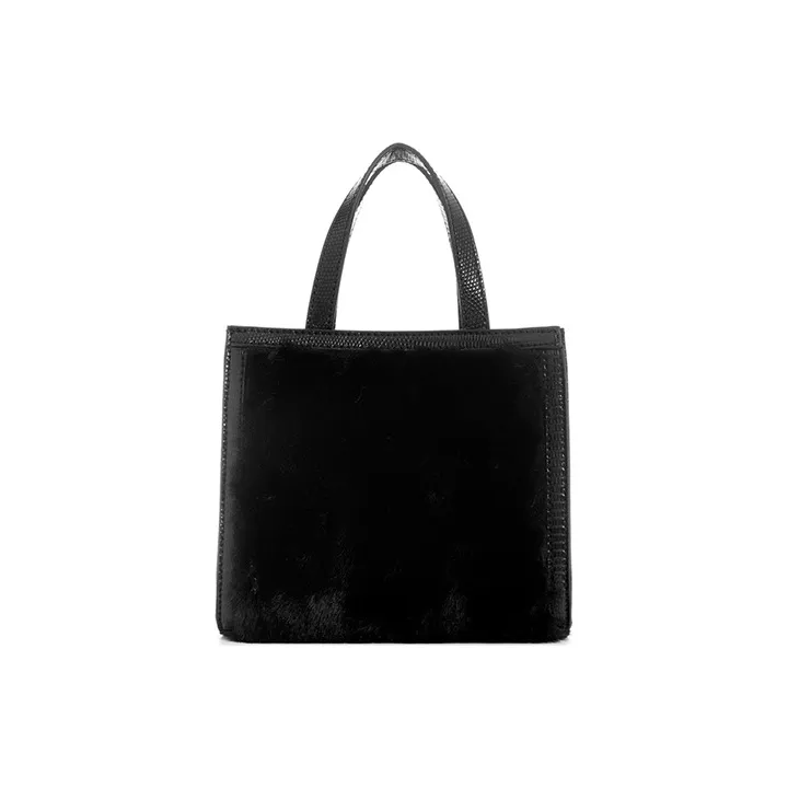 GUESS Faux Fur Tote Bag Shopping Bag Shoulder Bag Crossbody Bag Handbag Mini Women's Black-2