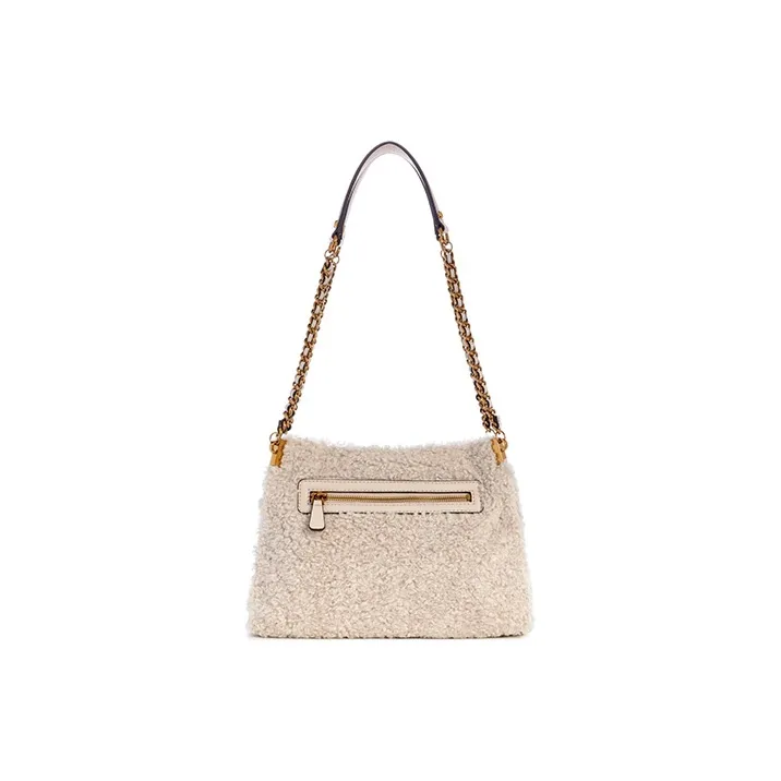 GUESS Faux Fur Crossbody Bag Shoulder Bag Women's Ecru-2