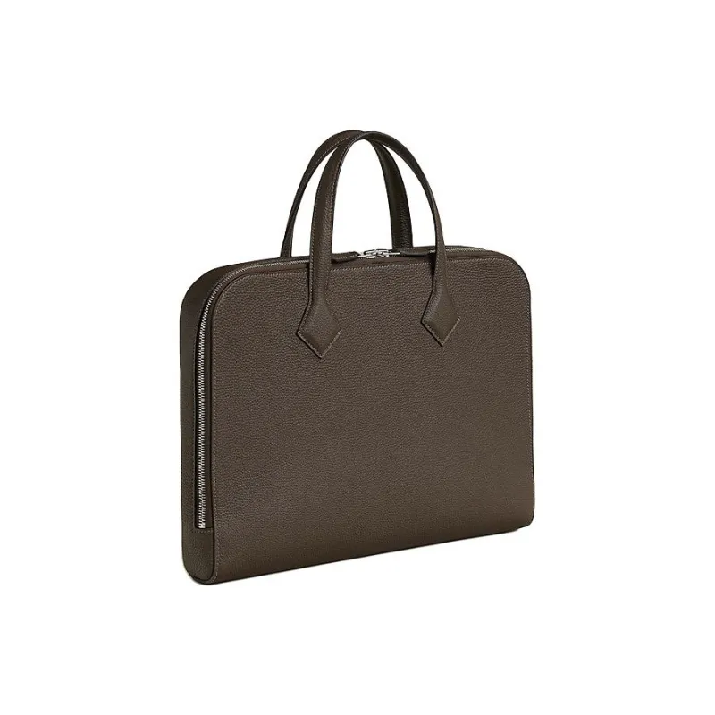 HERMES Victoria Light Togo Calfskin Business Bag Briefcase Handbag Men's 4C Ecorce Bark Color-1