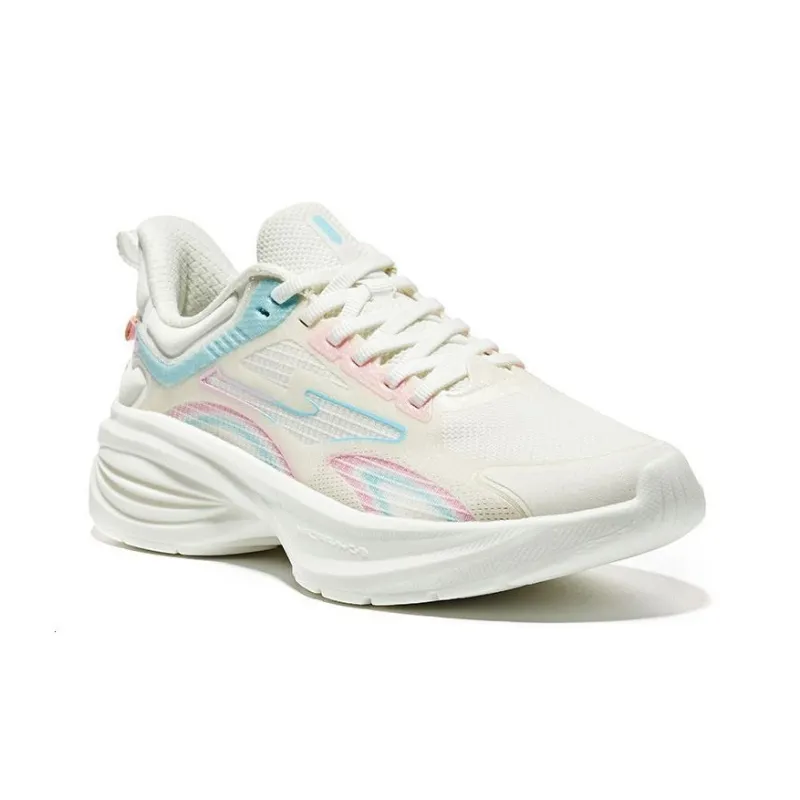 Erke Anti Slip Wear Resistant Low Top Running Shoes Women's White Blue-3