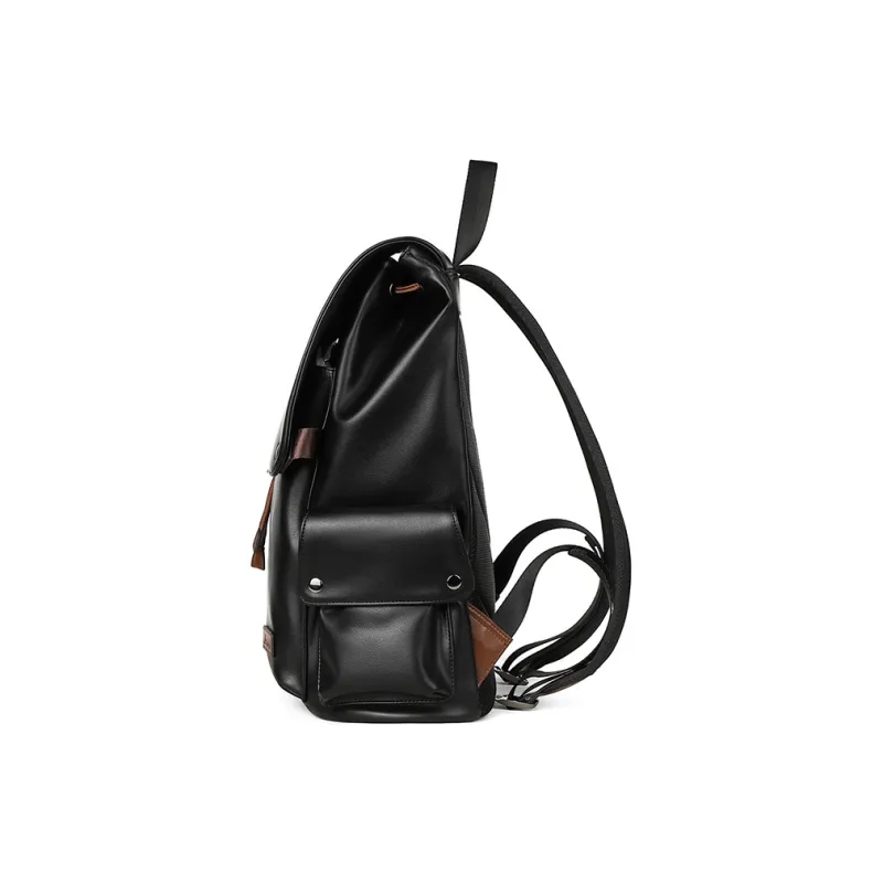 L'ALPINA PU Laptop Bag Backpack Large Size Men's Black & Brown-3
