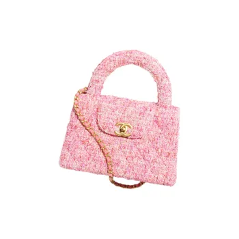 CHANEL Tweed Woven Wool Crossbody Shoulder Bag Crossbody Bag Mini Women's Pink & Ivory