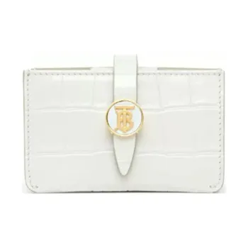 Burberry Embossed Leather Wallets Card Holders Unisex White