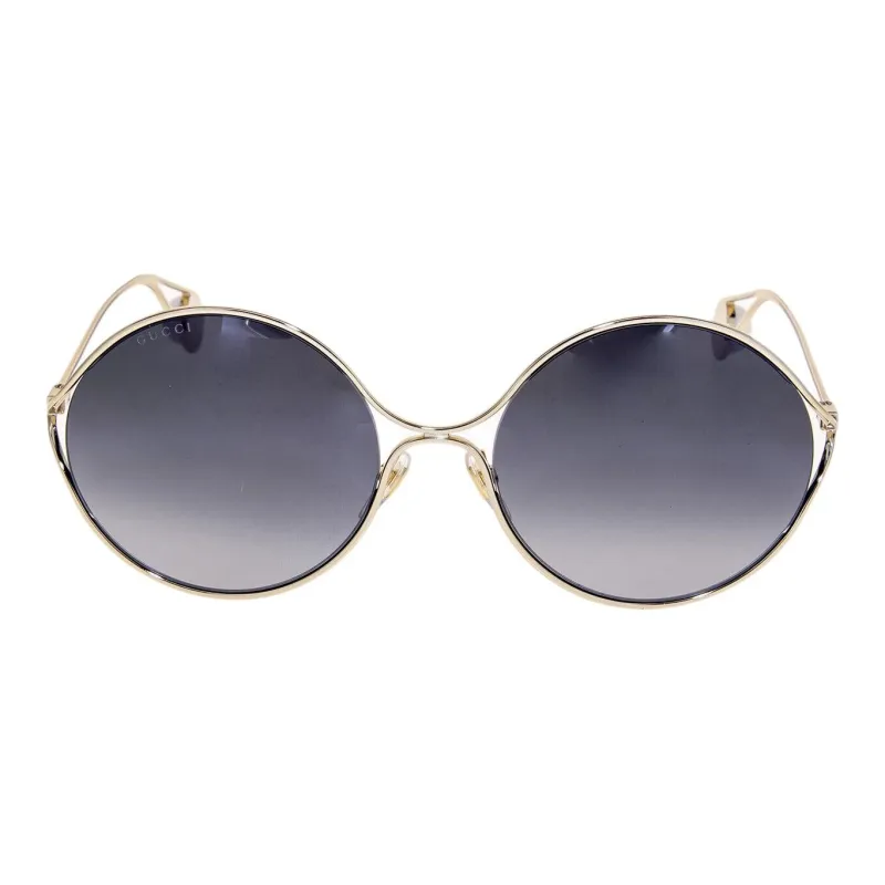 GUCCI Acetate Metal Round Sunglasses Women's Gold-1