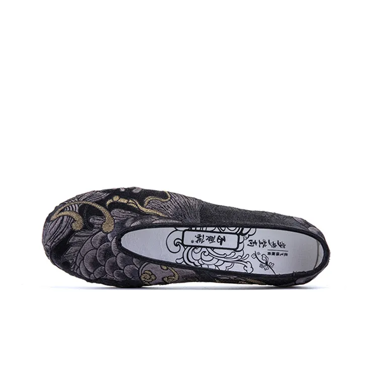 Neiliansheng Casual Shoes Men's Black Floral-1