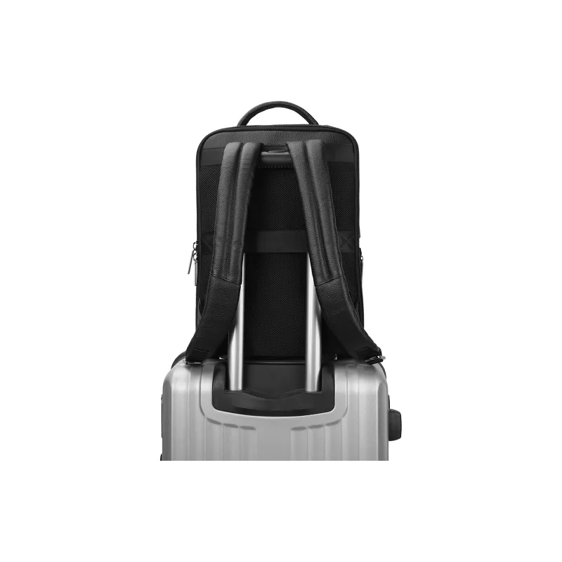 NAVIGARE Top Grain Cow Leather Backpack Laptop Bag Tubas Men's Black-4