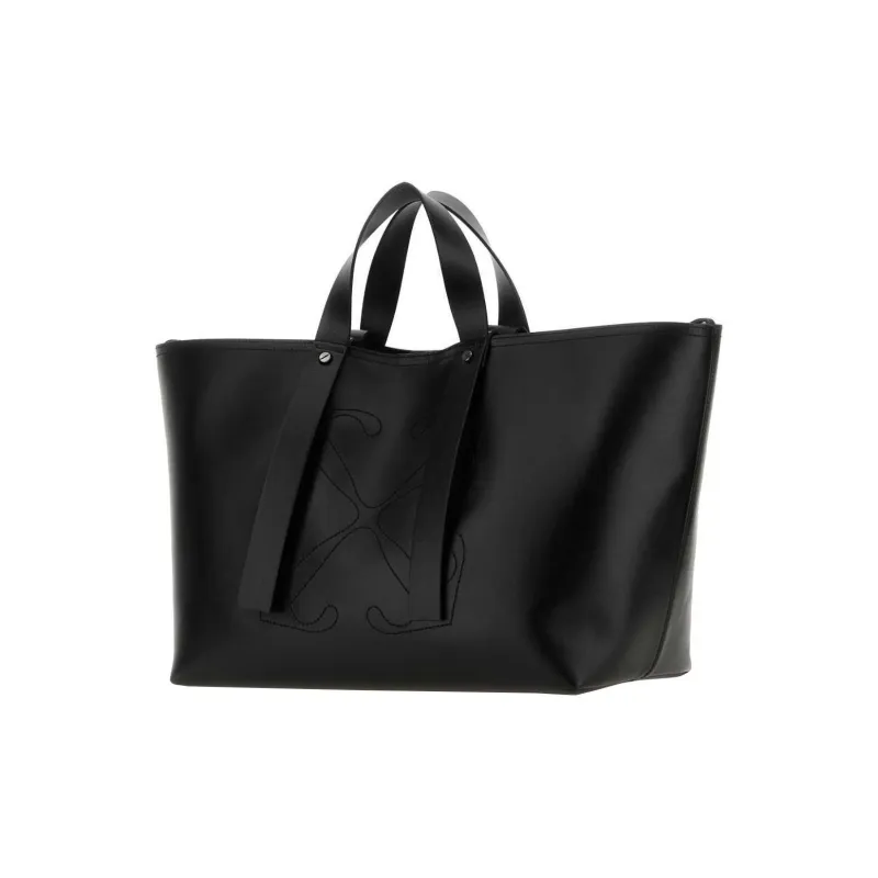 OFF WHITE Magnetic Button Closure Logo Embroidered Medium Tote Bag-1