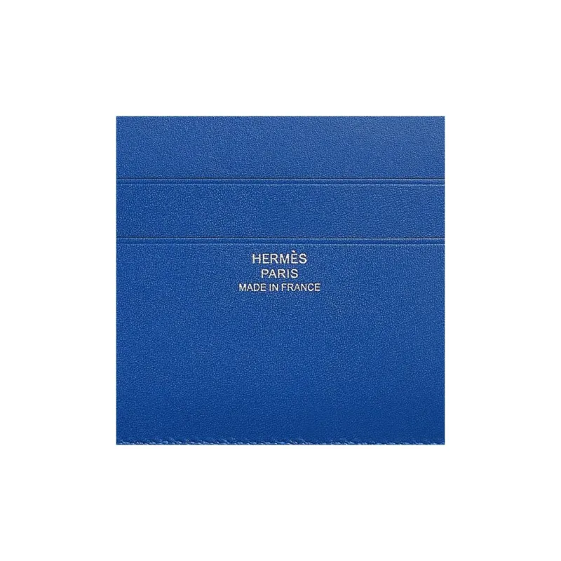 HERMES Evergrain With Tadelakt Calfskin Card Holder Women's Electric Blue/Black-2