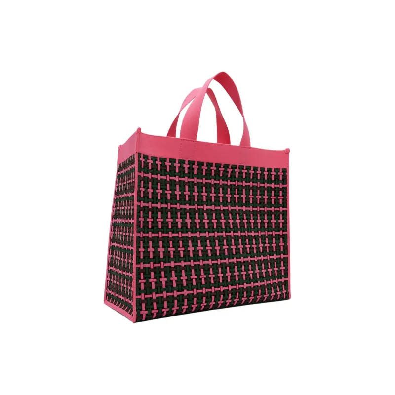 MARNI Leather Tote Bag, Shopping Bag, Handbag Large Size Women's Fuchsia Fluorescent-2