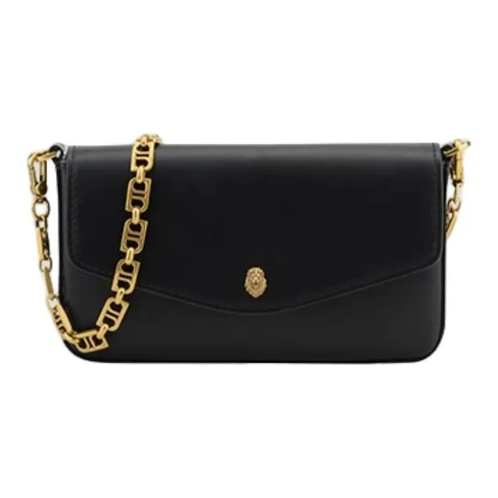 POURCHET Patent Leather Shoulder Bag Regular Women's Black White Silver-0