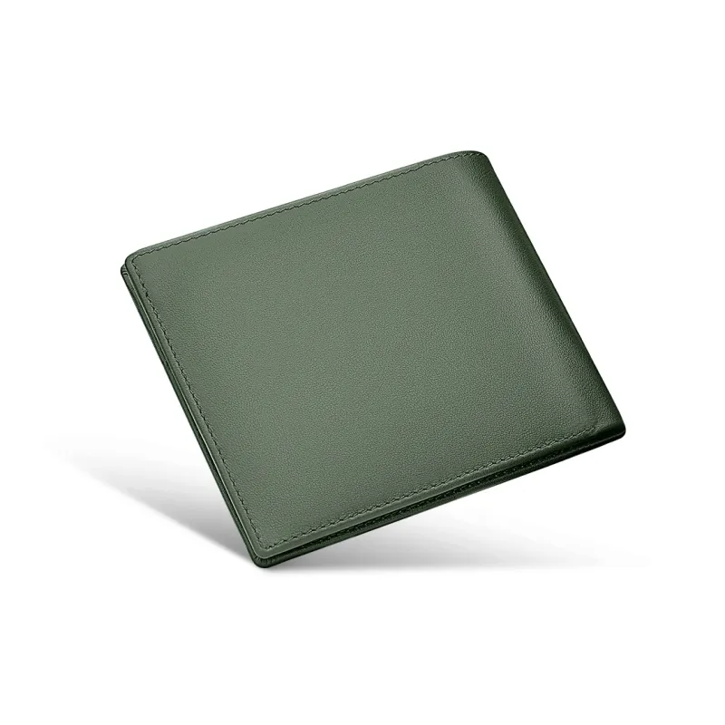 WilliamPOLO Top Grain Cow Leather Wallet Regular Men's Black/Army Green-8