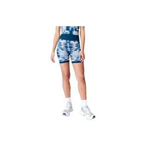 Sweaty Betty Sports Shorts Women's Blue Background With Zebra Print Embossing