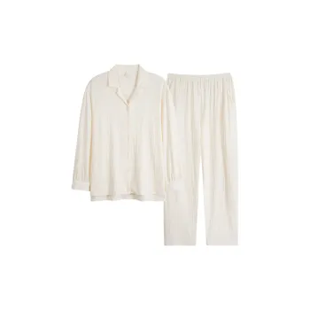 Sha Qian Pajama Set Spring And Fall Season Women's Beige Yellow