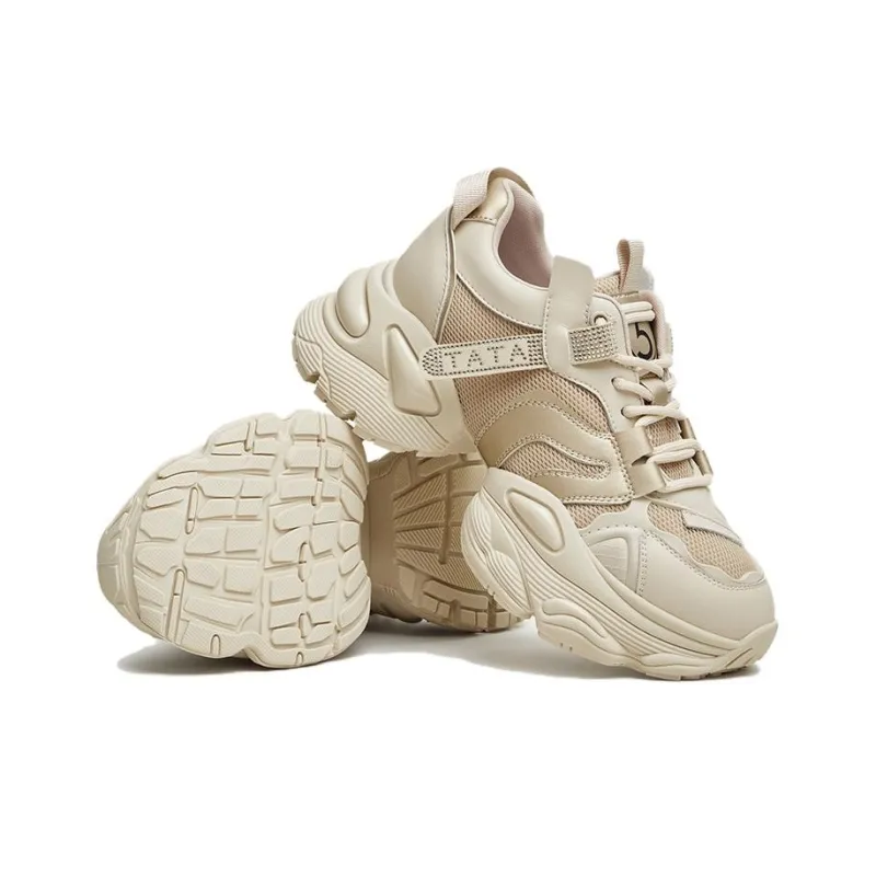 TATA Chunky Sneakers Women's Low Top Solid Color-17
