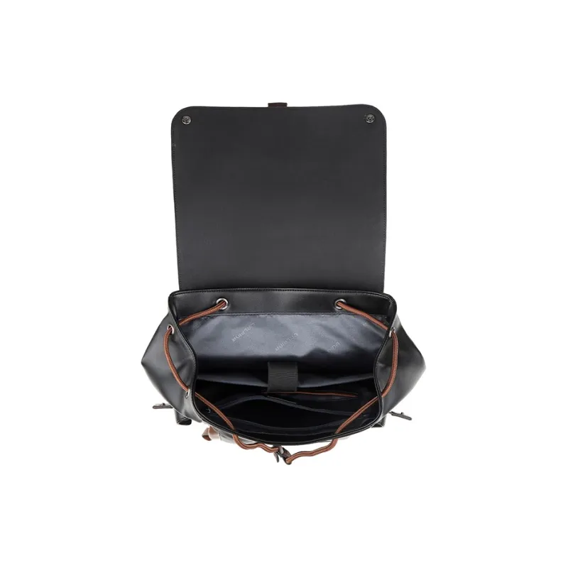L'ALPINA PU Laptop Bag Backpack Large Size Men's Black & Brown-4