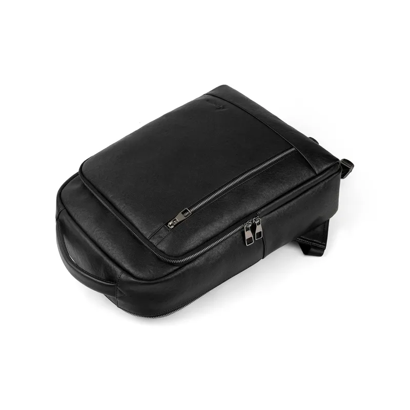 L'ALPINA Top Grain Cow Leather Laptop Backpack Tubas Men's Black-4