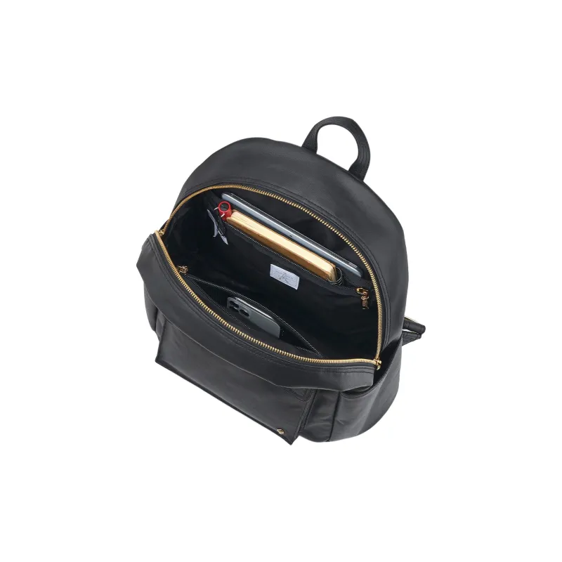 PORTER Linen PU Leather Backpack Unisex Black-3