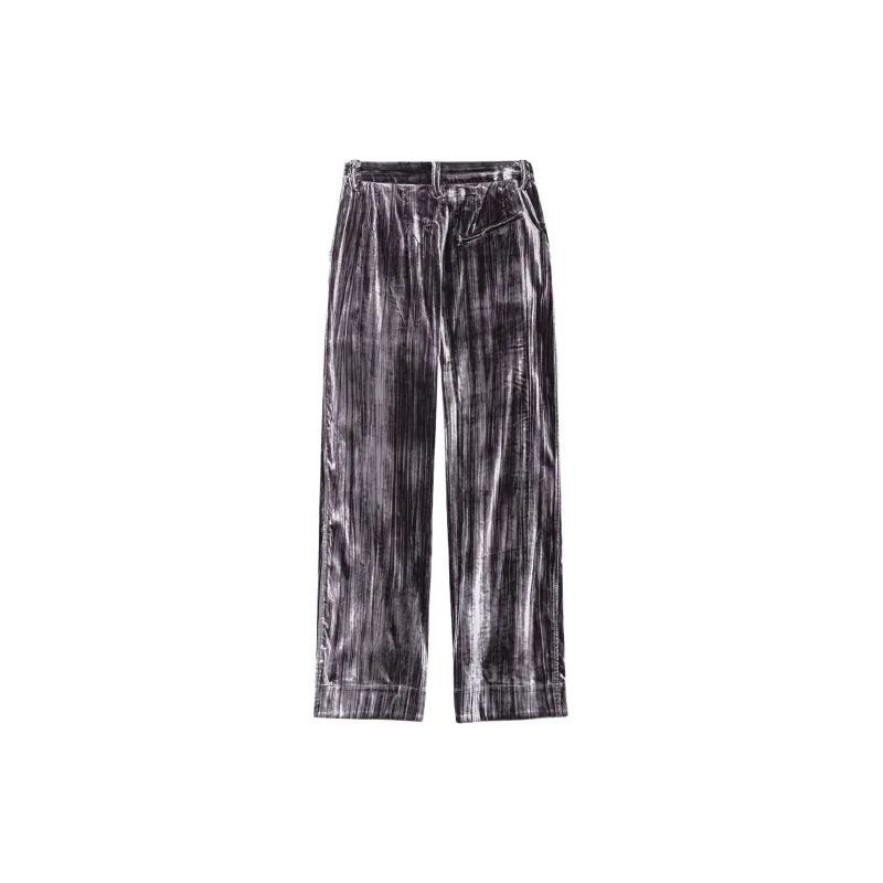 GANNI Striped Velvet finish Straight leg Trousers-1