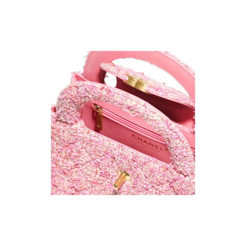 CHANEL Tweed Woven Woolen Crossbody Shoulder Bag, Crossbody Bag Mini Women's Pink & Ivory-2