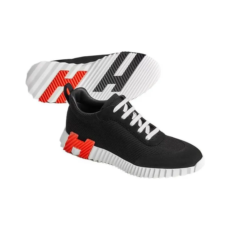 HERMES Bouncing Low Top Casual Shoes Men's Black-3