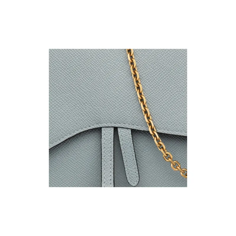 DIOR Saddle Grain Calfskin Saddle Bag, One Shoulder Crossbody Clutch Women's Cloud Blue-5