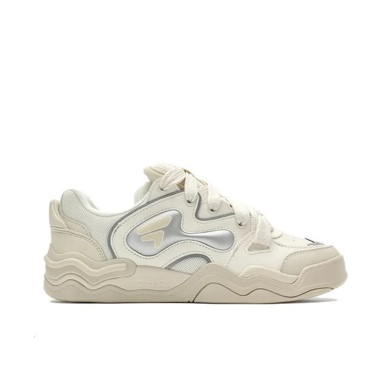FILA FUSION KICK Wave Bottom Sneakers Cushioning, Wear Resistant Low Top Skateboard Shoes Women's White-1