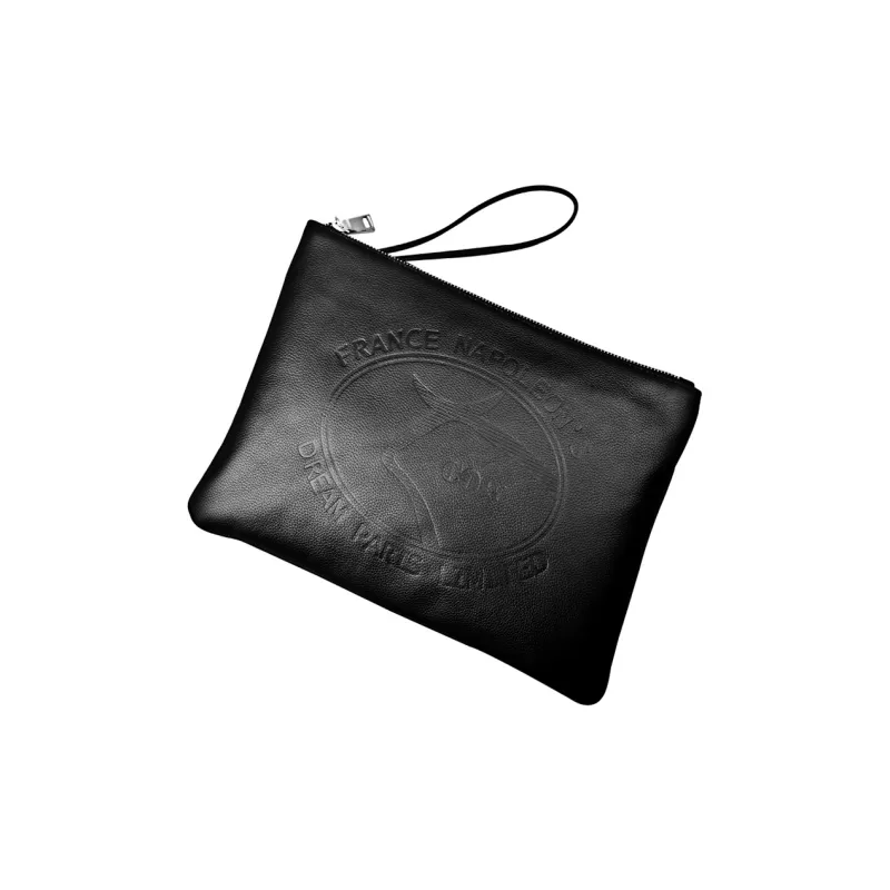COW Top Grain Cow Leather Clutch Tubas Men's Black-5