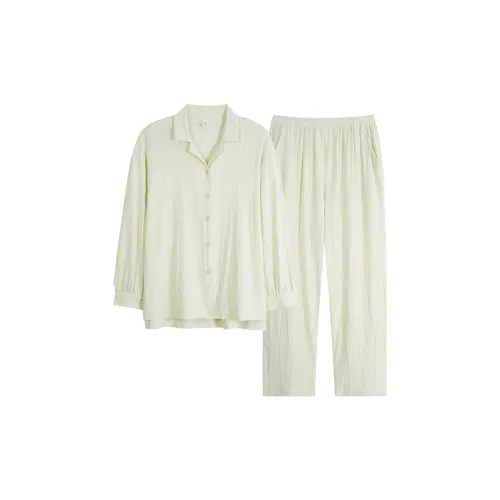 Sha Qian Pajama Set Spring And Fall Season Women's Aqua Green