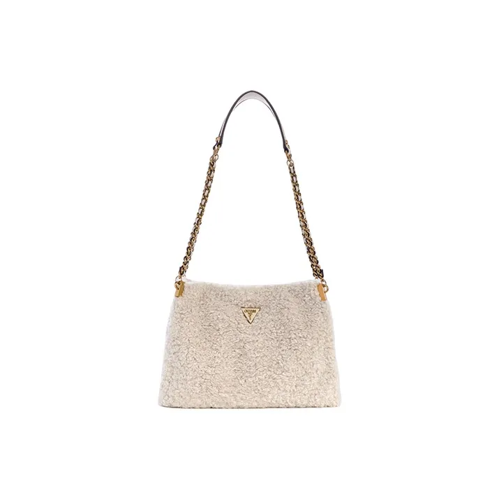 GUESS Faux Fur Crossbody Bag Shoulder Bag Women's Ecru-0