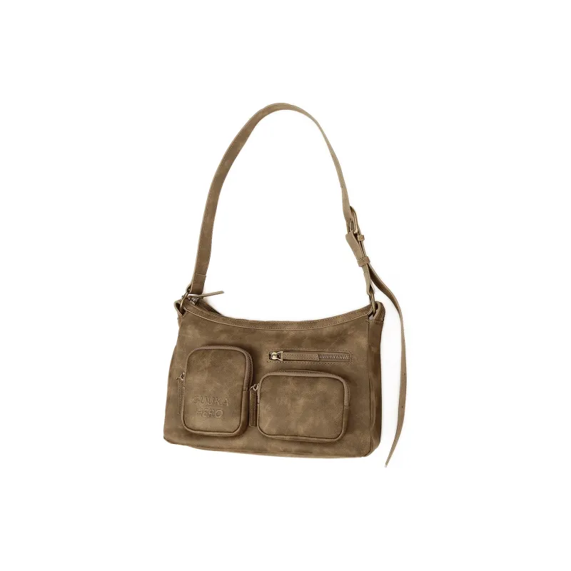 Guuka Fabric Shoulder Bag, Crossbody Bag Unisex Brown-2
