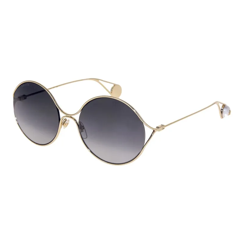 GUCCI Acetate Metal Round Sunglasses Women's Gold-0