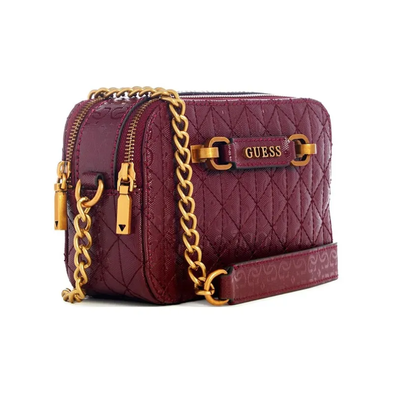 GUESS Artificial Leather Camera Bags Crossbody Bag Shoulder Bag Women's Burgundy-1