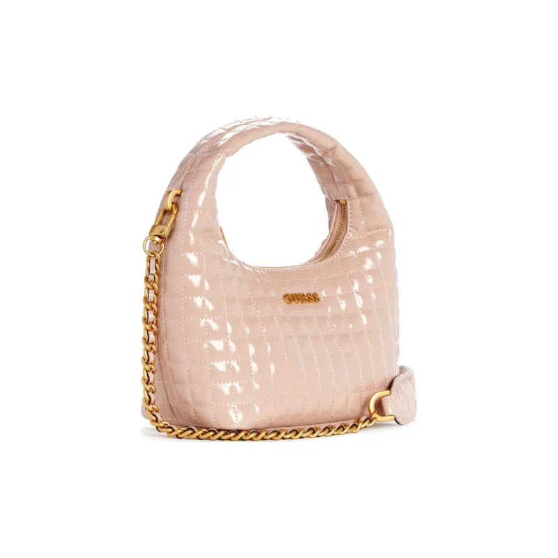 GUESS Artificial Leather Hobo Bag Portable Crossbody Bag Shoulder Bag Women's Red Wood Color-1